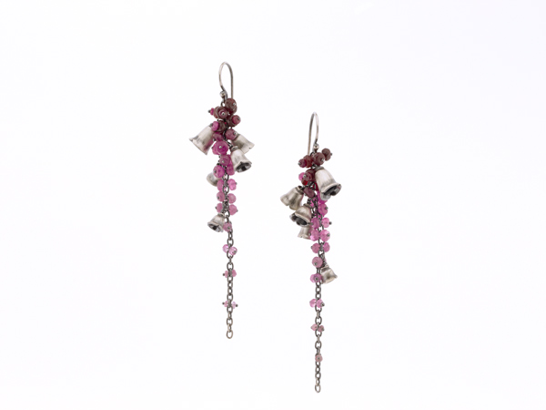 bellflower earrings in earrings in sterling silver with rubies and pink sapphires