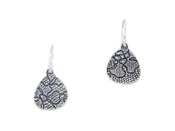 nicola bannerman Small black lace Concave hook earrings