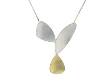 nicola bannerman Large silver and gold 3 drop Seashell pendant